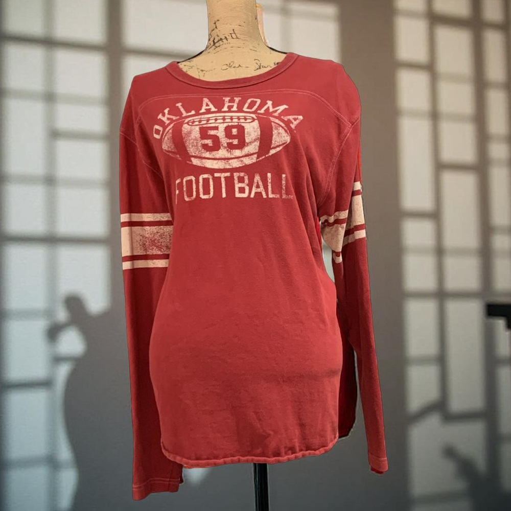 College Vault Red Oklahoma Football Long Sleeve Shirt XL